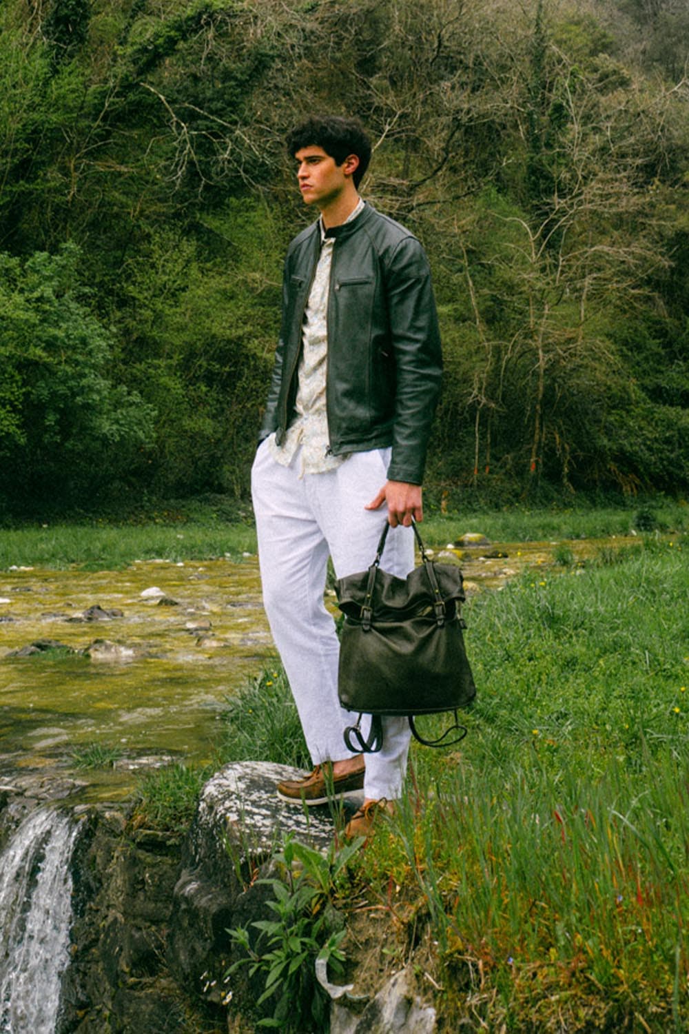 Brn 050 Green Backpack unisex Barone firenze - 7