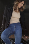 Chiodo Shearling Style Women's Black unisex Barone firenze - 7