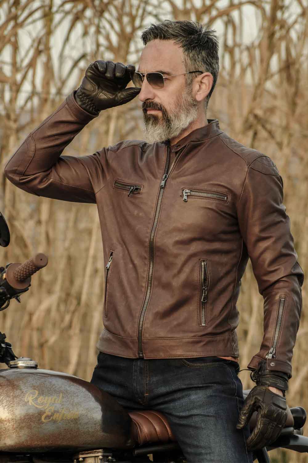 Michele Leather Jacket with Stitching uomo Barone firenze - 3