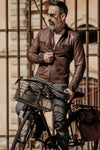 Michele Leather Jacket with Stitching uomo Barone firenze - 7