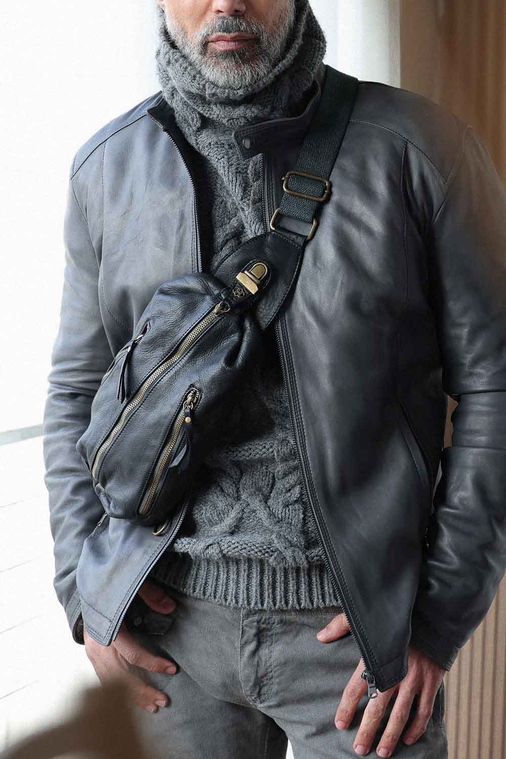 Certaldo Black Pouch uomo Barone firenze - 2