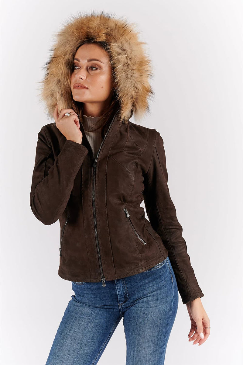 Sofia Oleato with Hood Fur Dark Brown donna Barone firenze - 8