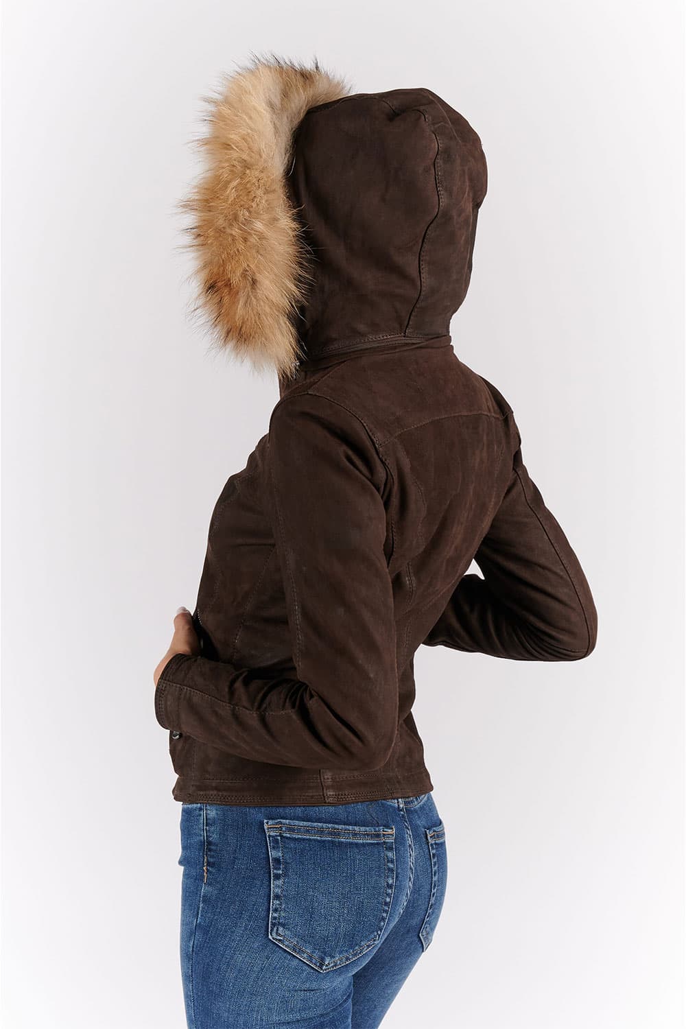 Sofia Oleato with Hood Fur Dark Brown donna Barone firenze - 9